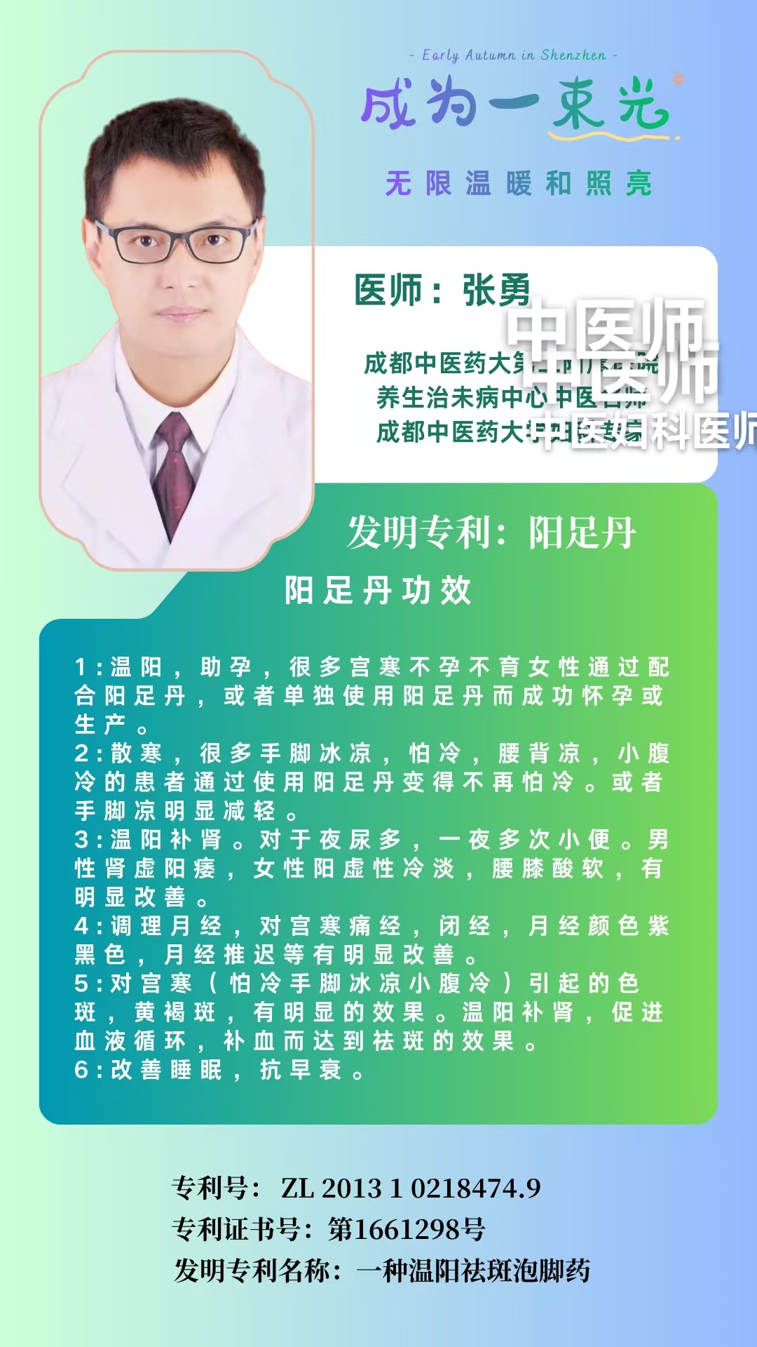 阳足丹发明专利 · 张勇医师(专利号 ZL 2013 1 0218474.9)